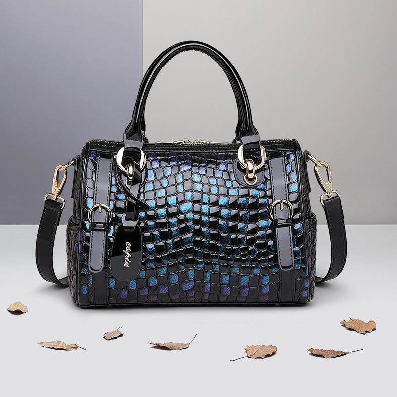 Genuine Leather Tote Bag with Weekend Detail