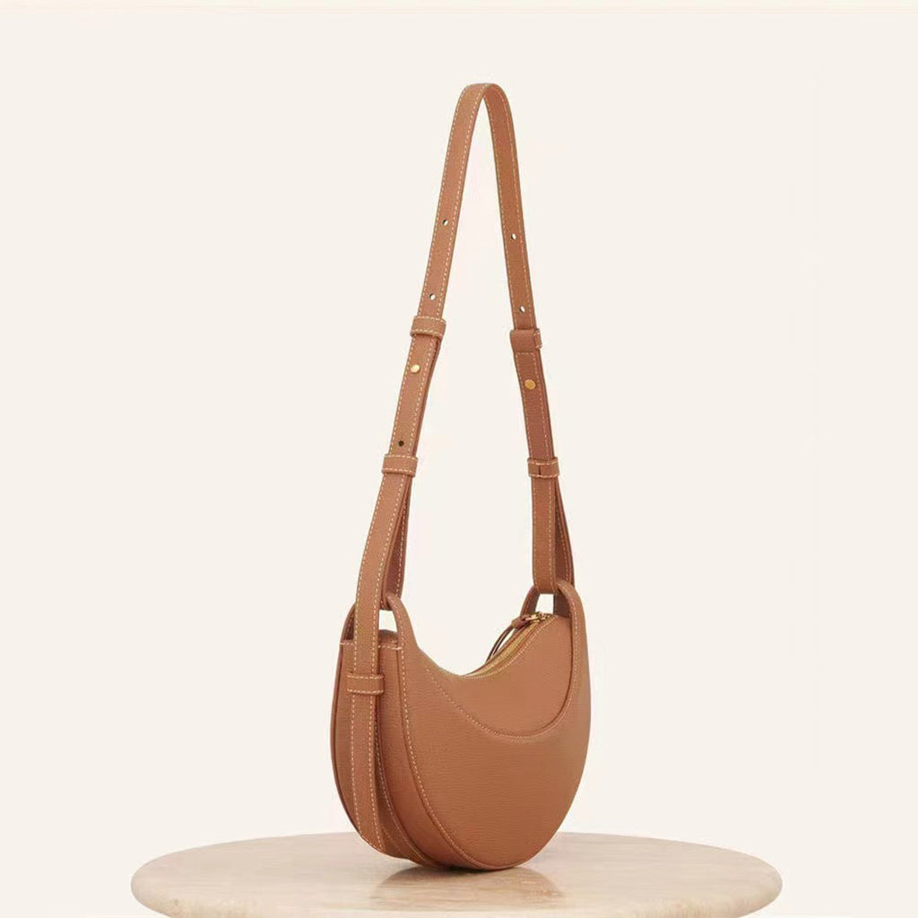 Sculpted Genuine Leather Hobo Bag