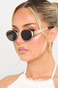Gold Black Sunglasses - Metallic Oval Frame