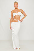 Rope Detail Ruched Top & Maxi Skirt Co-Ord in White