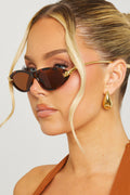Knot-Style Cateye Brown/Gold Sunglasses