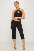Low Rise Button Up Capri Pants in Black