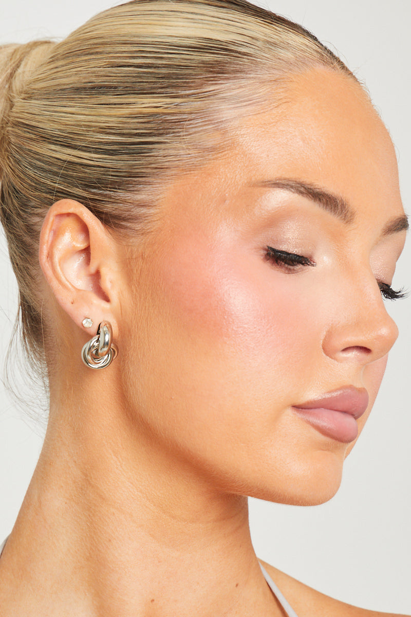 Silver Earrings - Knotted Drop