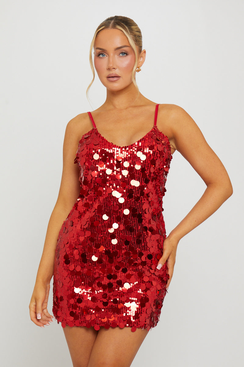 Wine Sequin Halter Neck Low Back Mini Dress