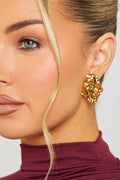 Gold Statement Hammered Stud Earrings