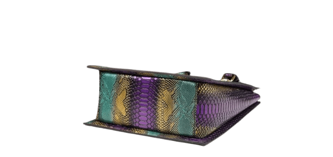 Snake-Effect Genuine Leather Phone Bag