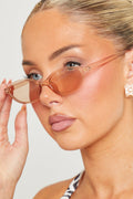 Champagne Round-Oval Feline Cat-Eye Sunglasses - AMRONI