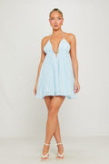Light Blue Mini Dress - Strap-Free Starfish Detail