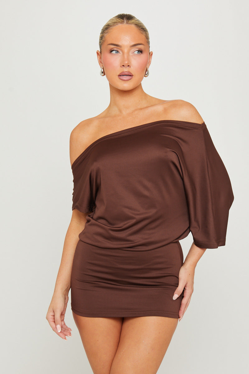 Bardot Dolman Brown Mini Dress