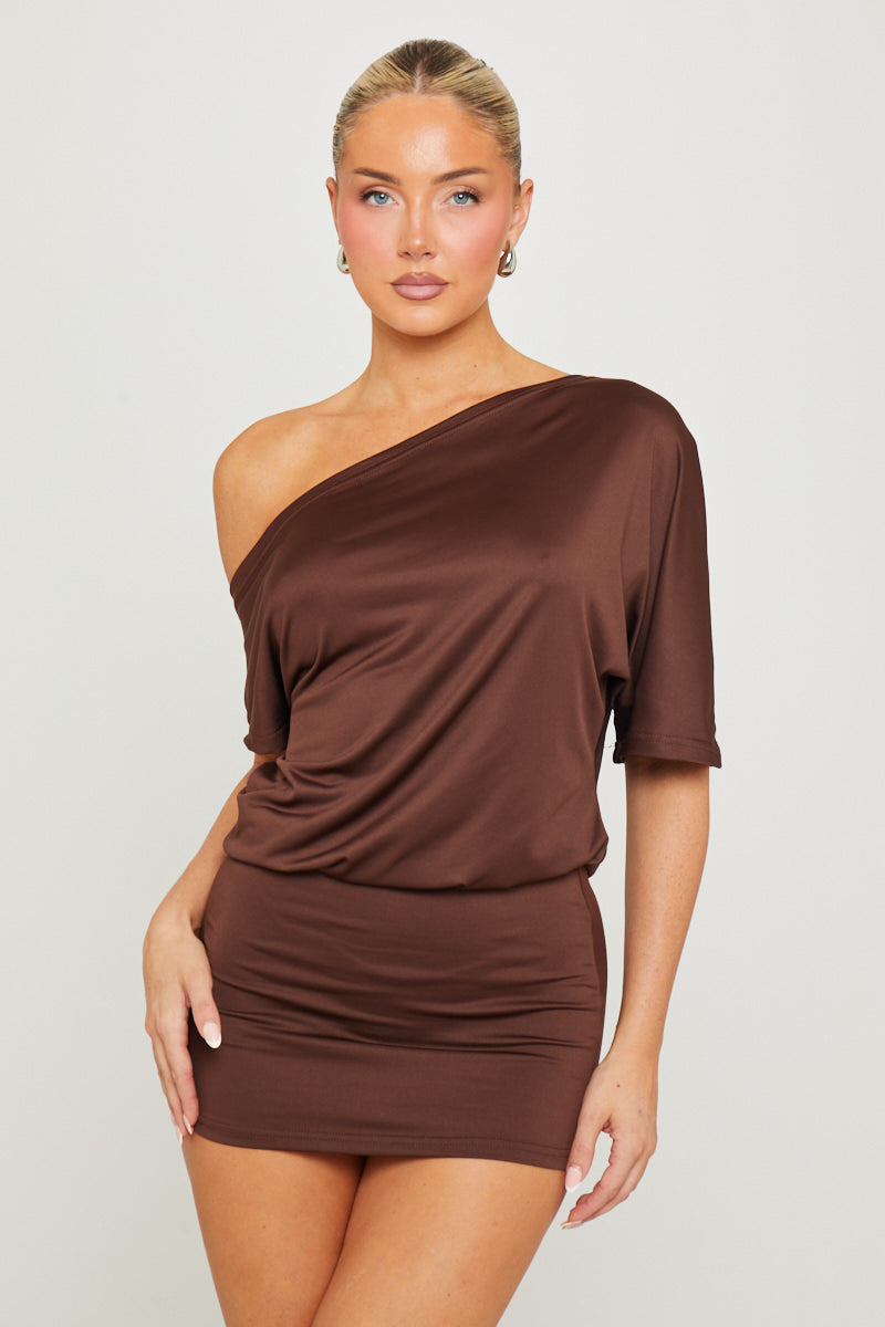 Bardot Dolman Brown Mini Dress