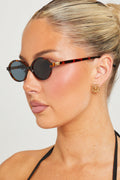 Logo Detail Round-Oval Brown Tortoise Sunglasses