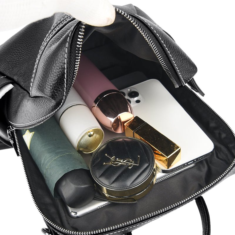 Genuine Leather Backpack with Polished Detail