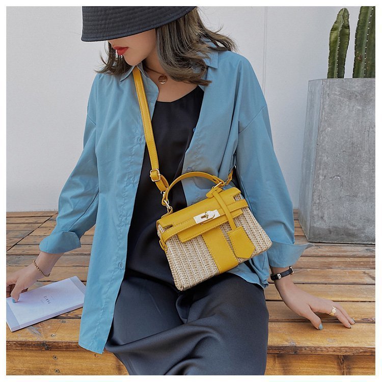 Straw Evening Clutch with Woven Detail