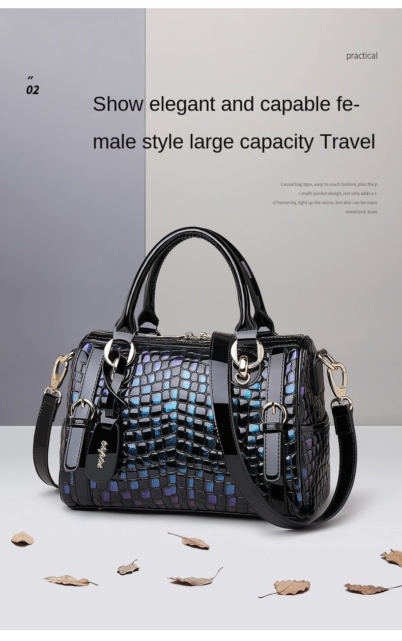 Genuine Leather Tote Bag with Weekend Detail