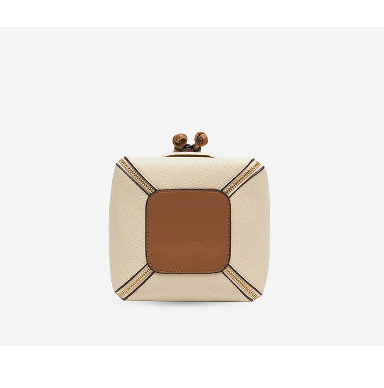 Genuine Leather Bucket Bag with Signature Detail