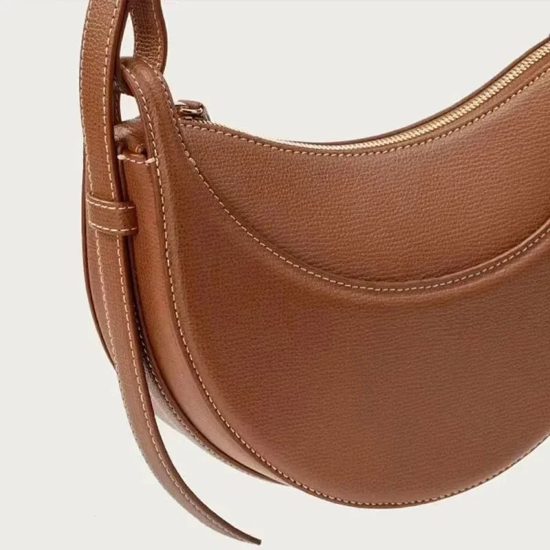 Sculpted Genuine Leather Hobo Bag