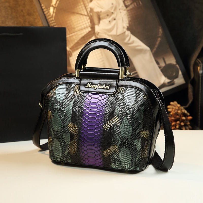 Genuine Leather Bucket Bag with Drawstring Detail