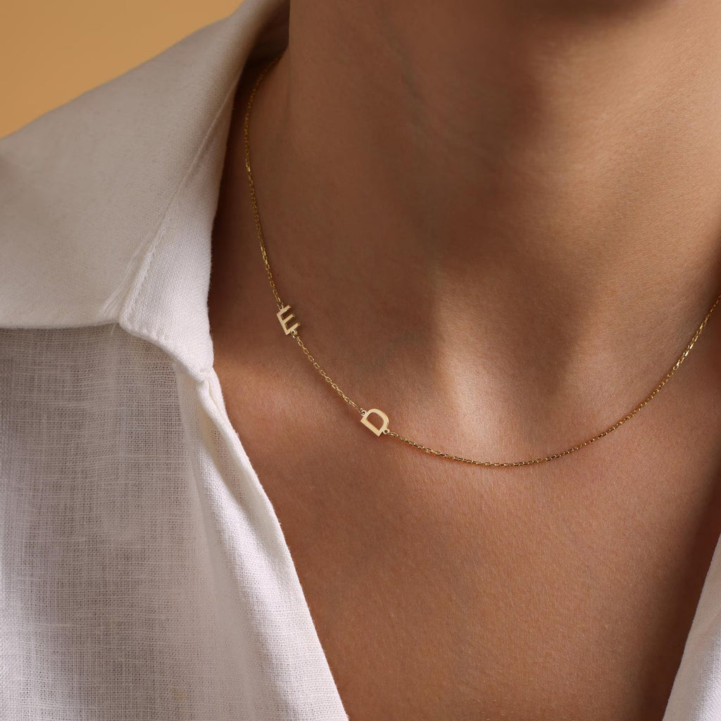 Signature Side Initial Necklace - Personalized