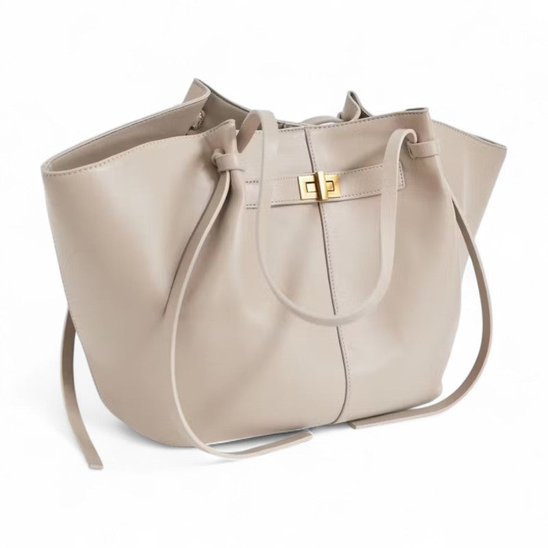 Bold Structured Leather Bag in Bordeaux