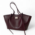 Bold Structured Leather Bag in Bordeaux