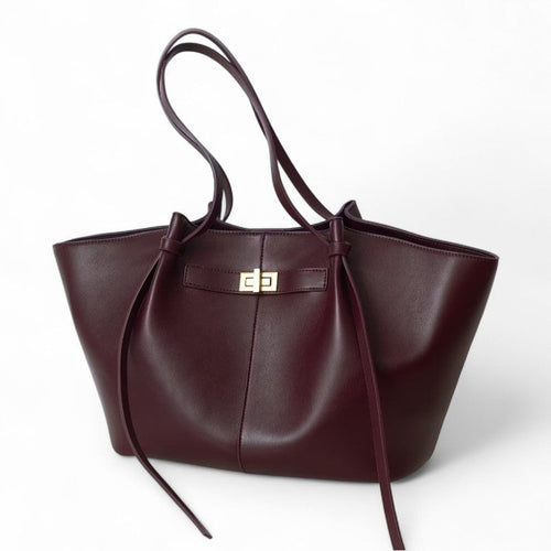 Bold Structured Leather Bag in Bordeaux