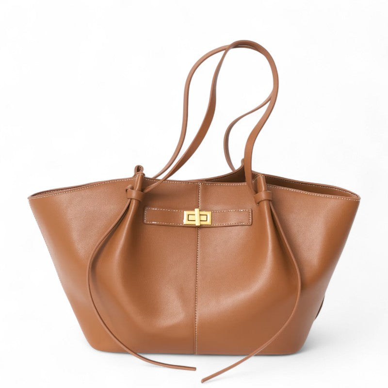 Bold Structured Leather Bag in Bordeaux