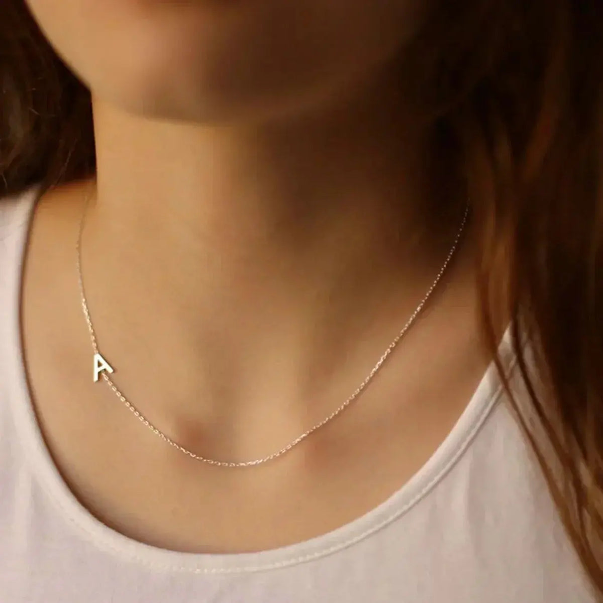 Signature Side Initial Necklace - Personalized