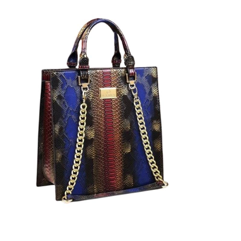 Snake-Effect Genuine Leather Phone Bag