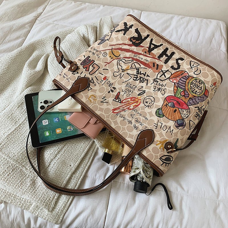 Graffiti-Print Tote Bag