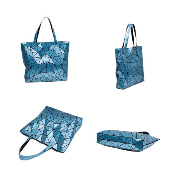 PU Leather Tote Bag with Geometric Detail