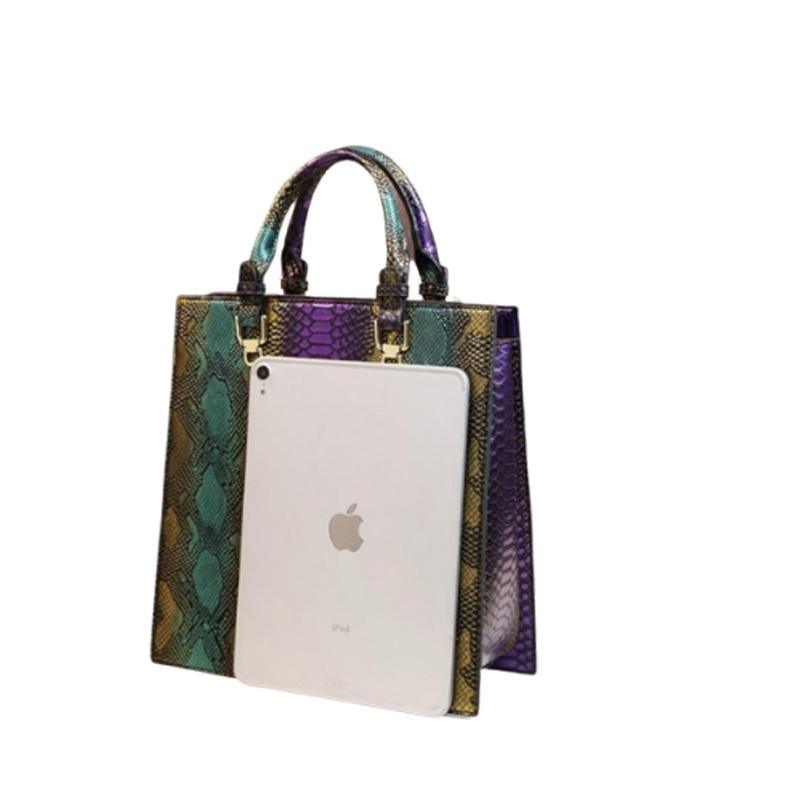 Snake-Effect Genuine Leather Phone Bag