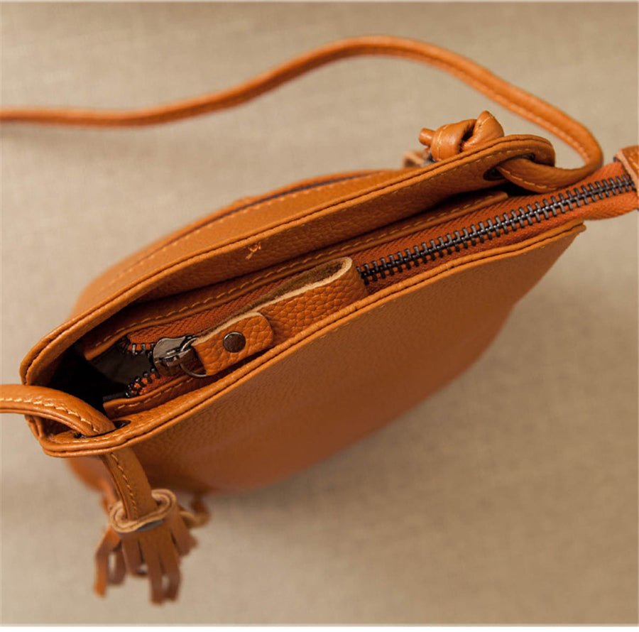 Genuine Leather Crossbody Bag with Mini Detail