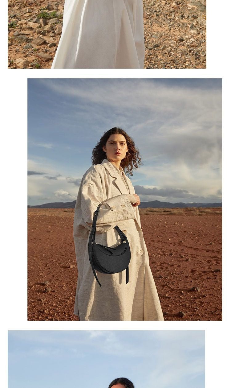 Sculpted Genuine Leather Hobo Bag