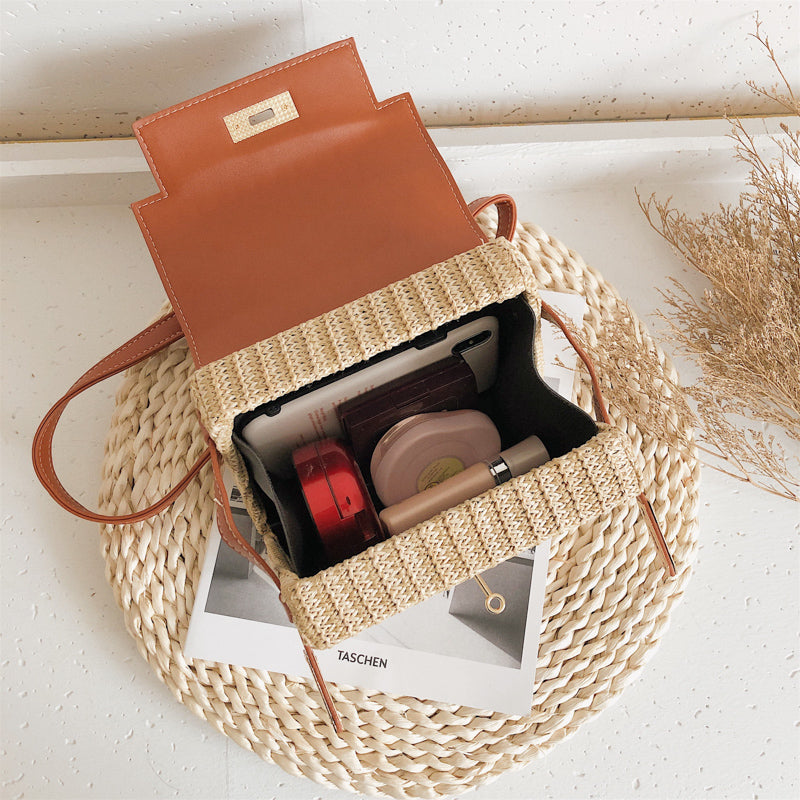 Straw Evening Clutch with Woven Detail