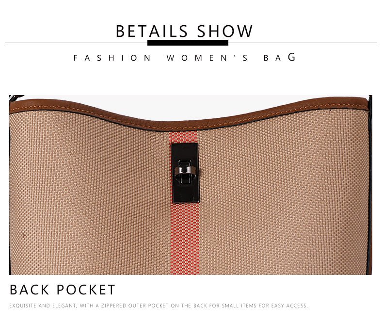 Genuine Leather Bucket Bag with Plaid Detail