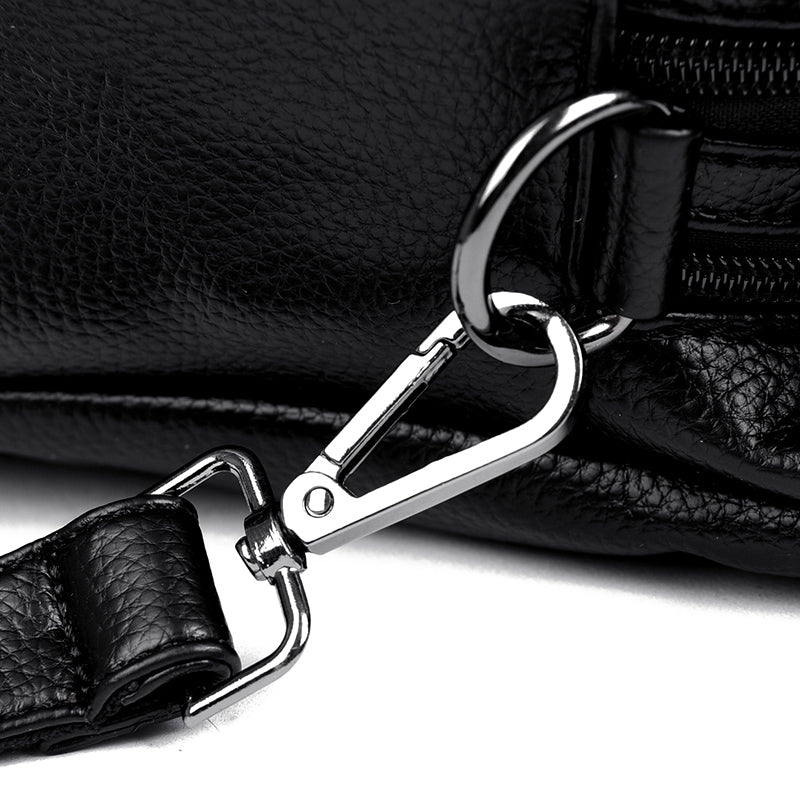 Genuine Leather Bucket Bag with Contemporary Detail