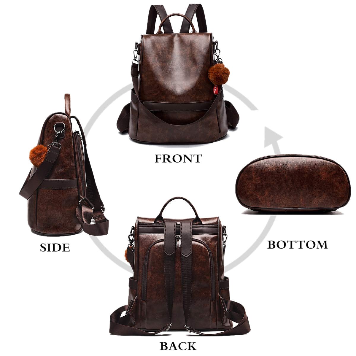 PU Leather Backpack with Essential Detail
