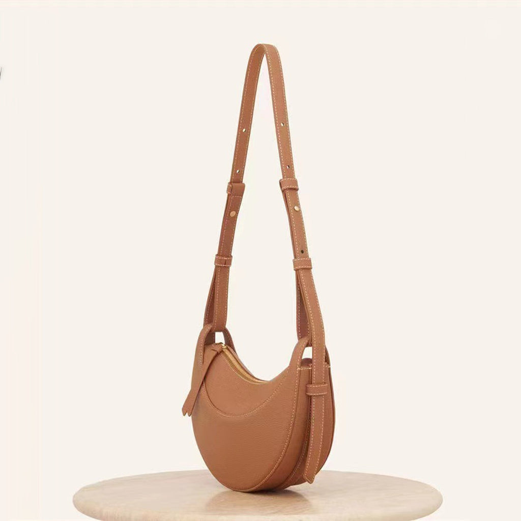 Sculpted Genuine Leather Hobo Bag
