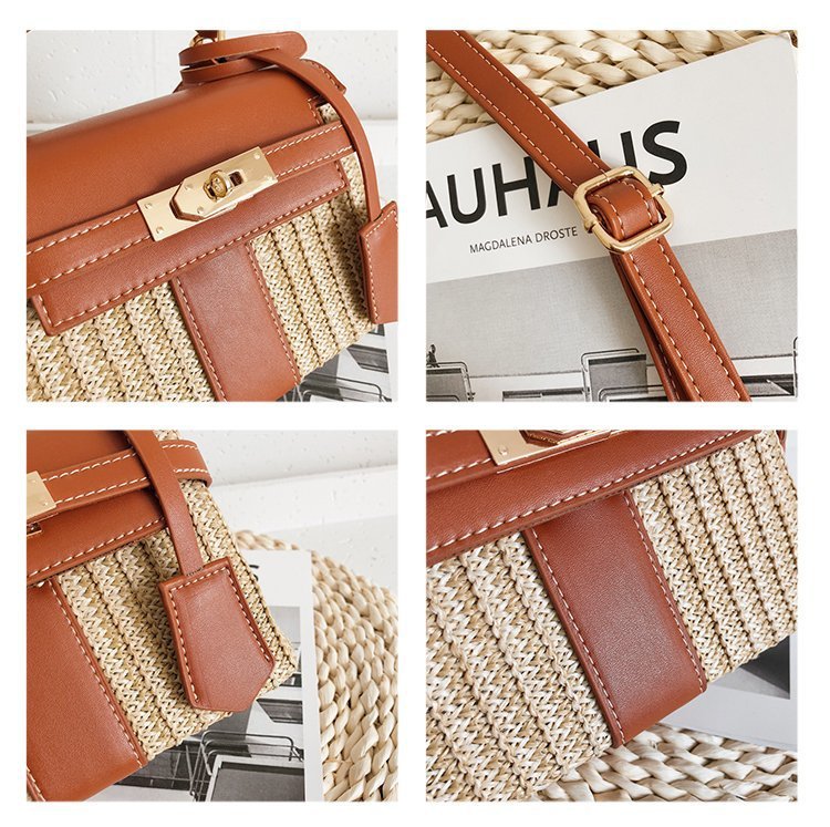 Straw Evening Clutch with Woven Detail