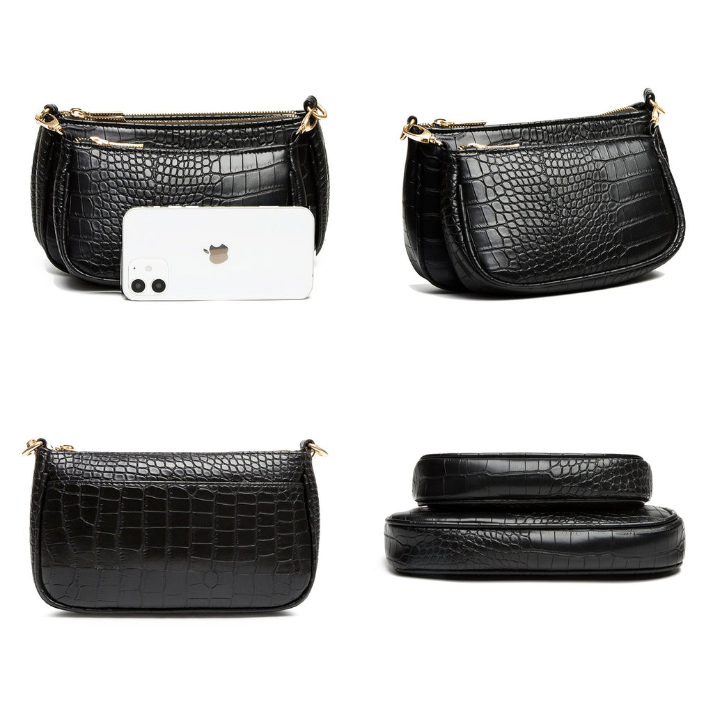 Croc-Effect Crossbody Bag