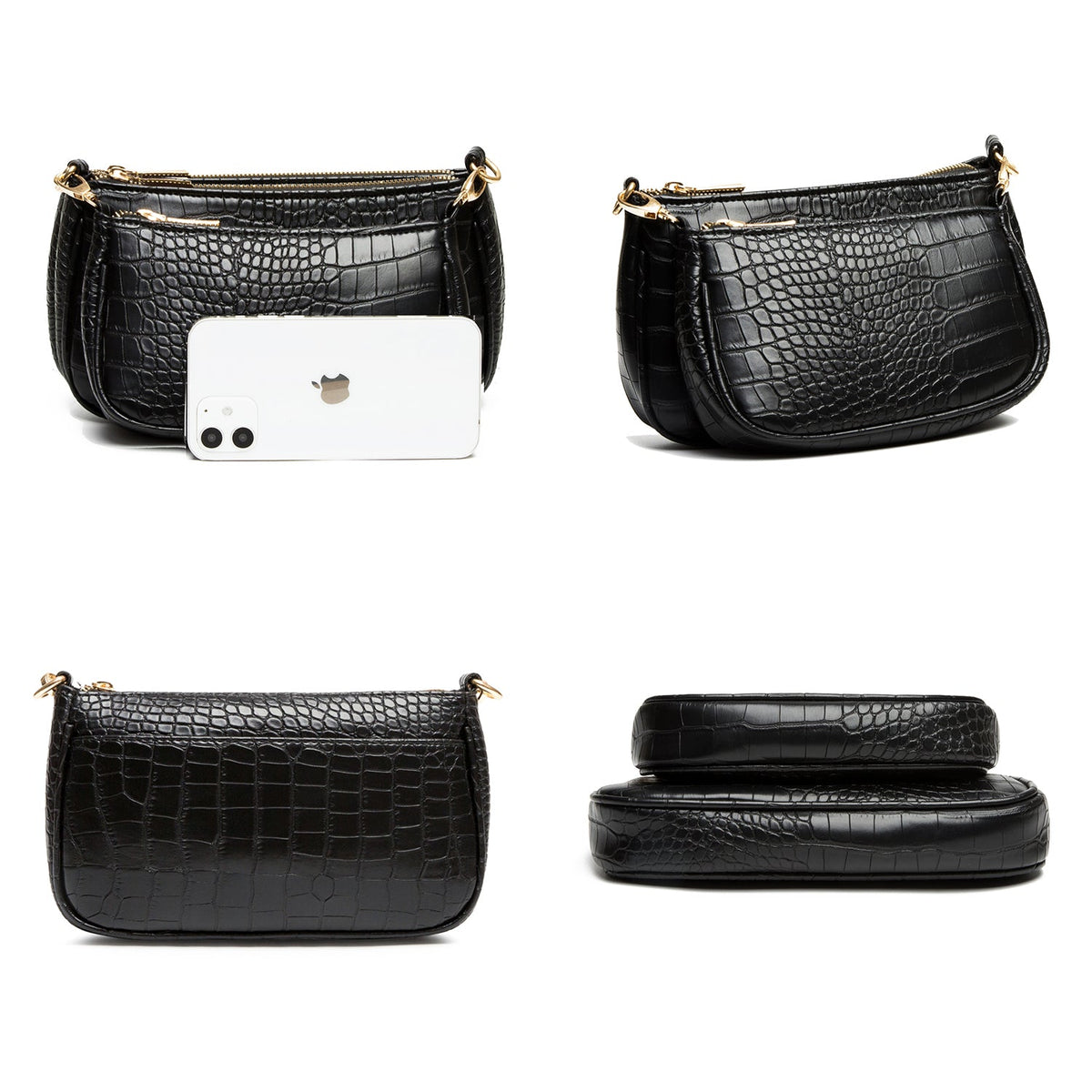 Croc-Effect Crossbody Bag
