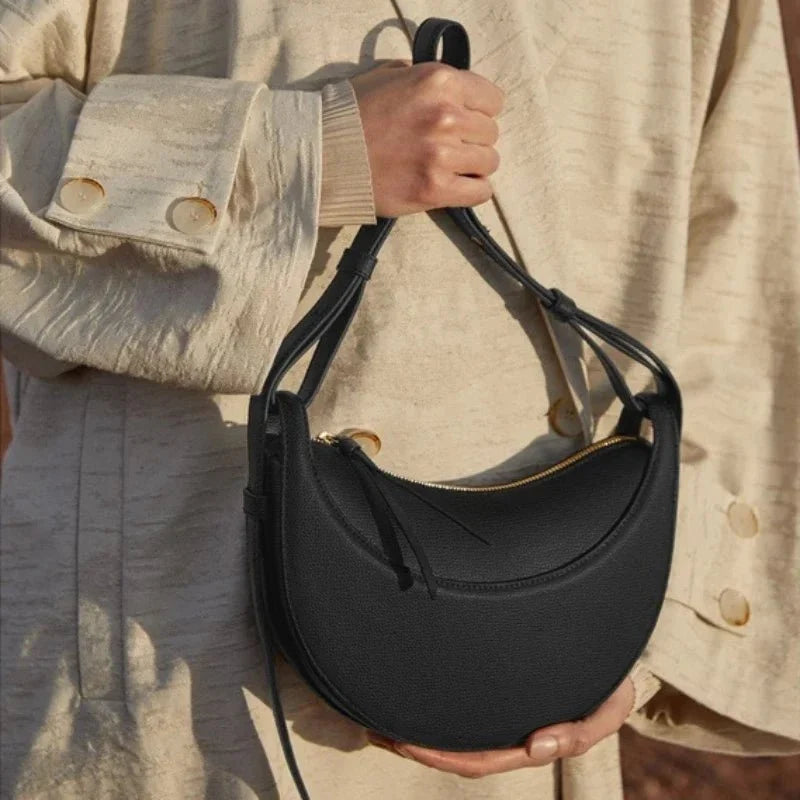 Sculpted Genuine Leather Hobo Bag