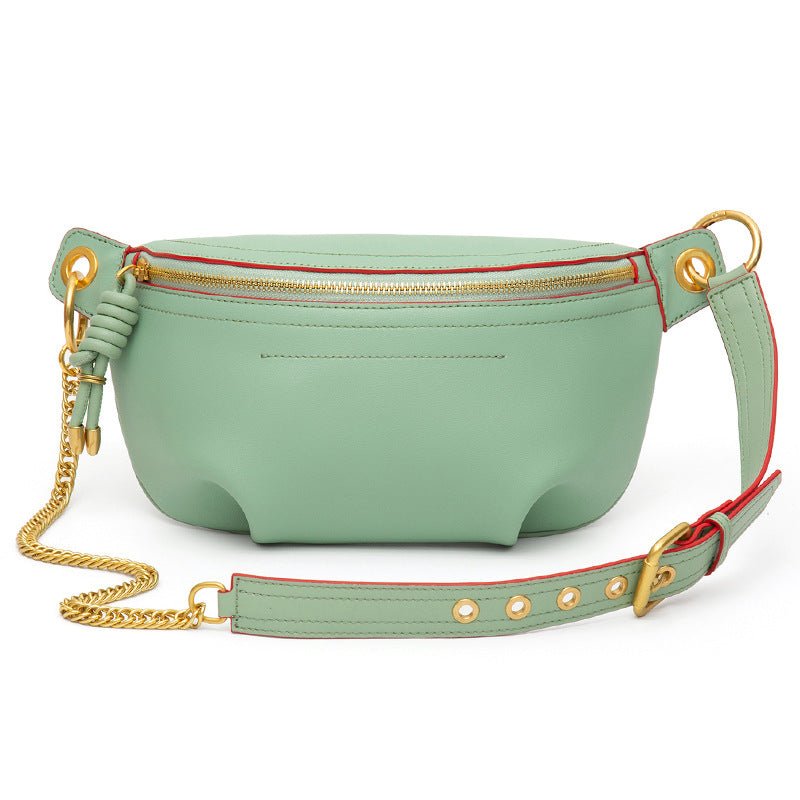 Genuine Leather Chest Bag with Statement Detail