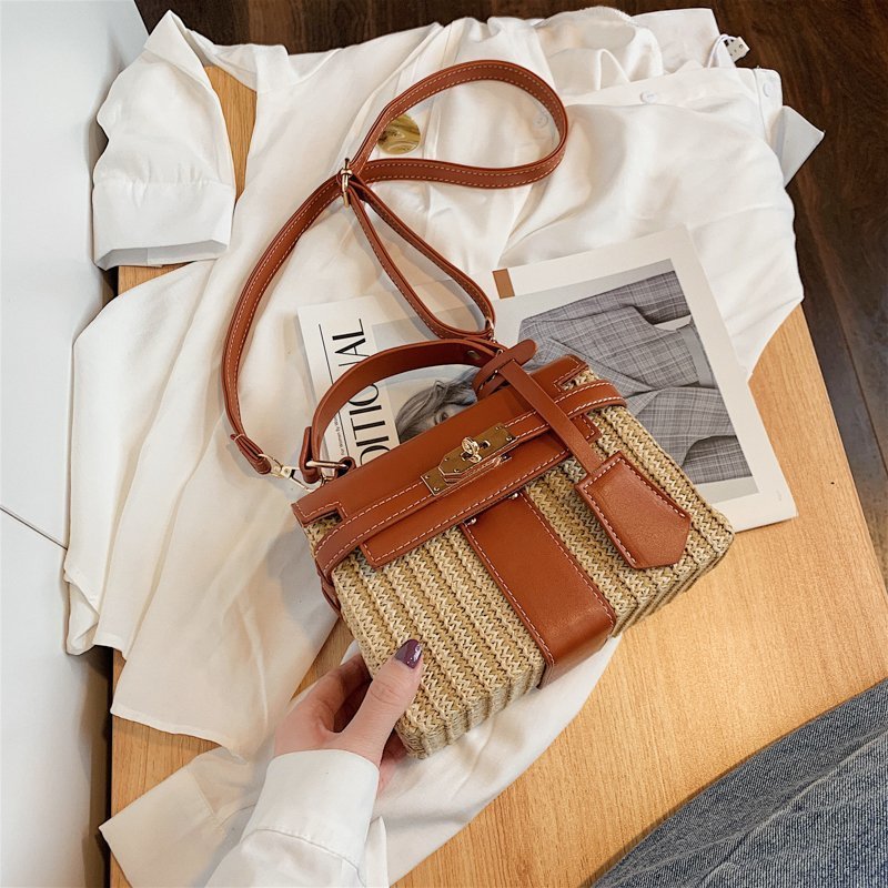 Straw Evening Clutch with Woven Detail