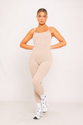 Stone Ribbed Seamless Strappy Jumpsuit