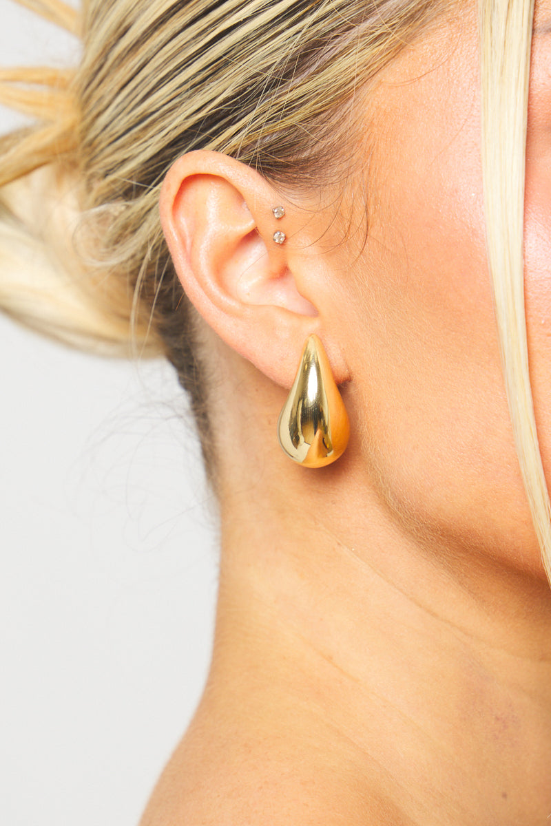 Gold Earrings - Chunky Teardrop