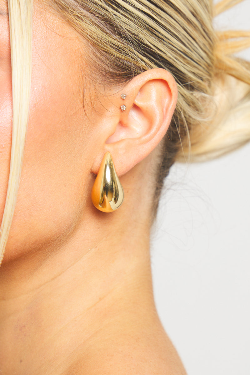 Gold Earrings - Chunky Teardrop
