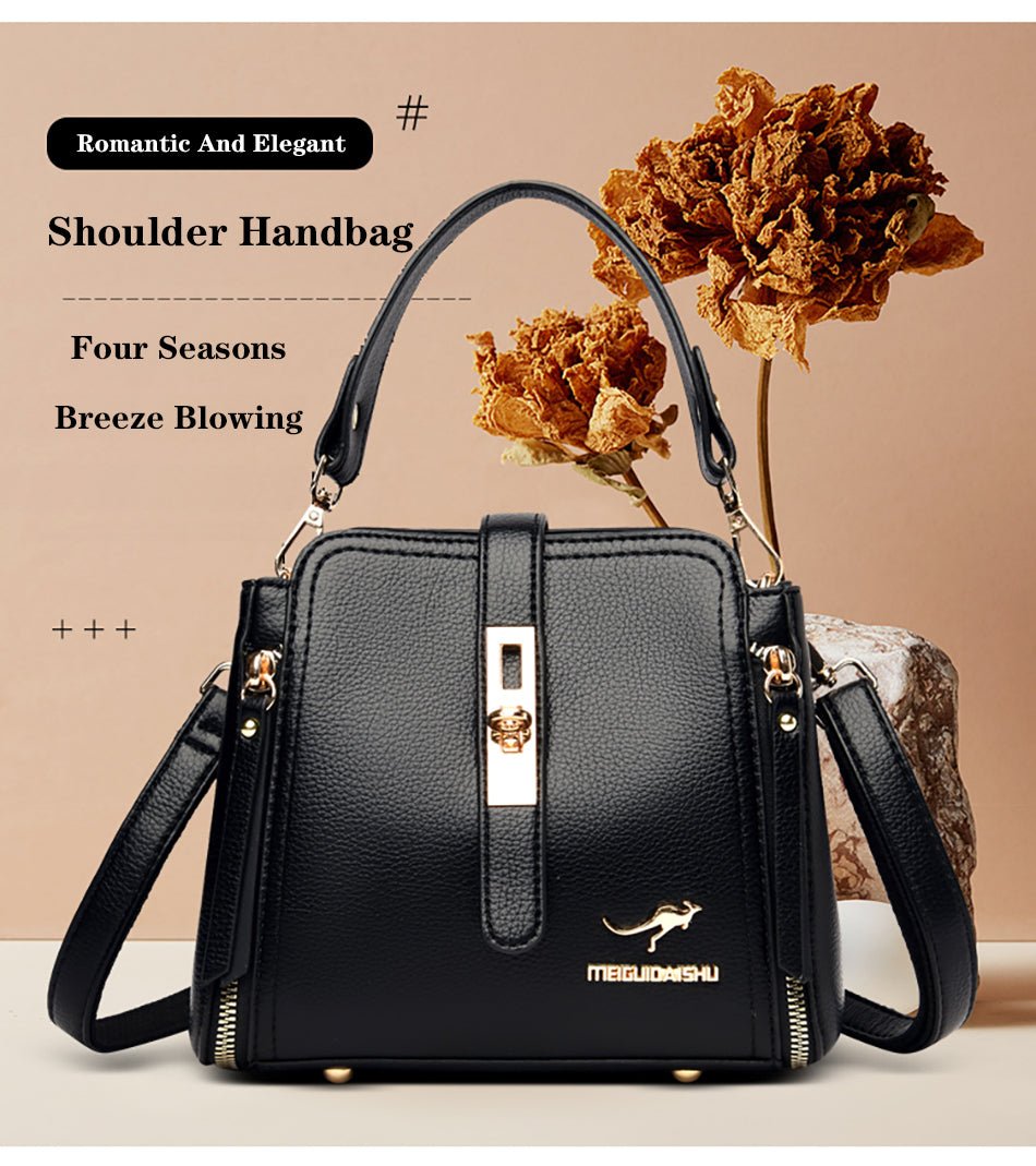 Leather Shoulder Bag with Polished Detail