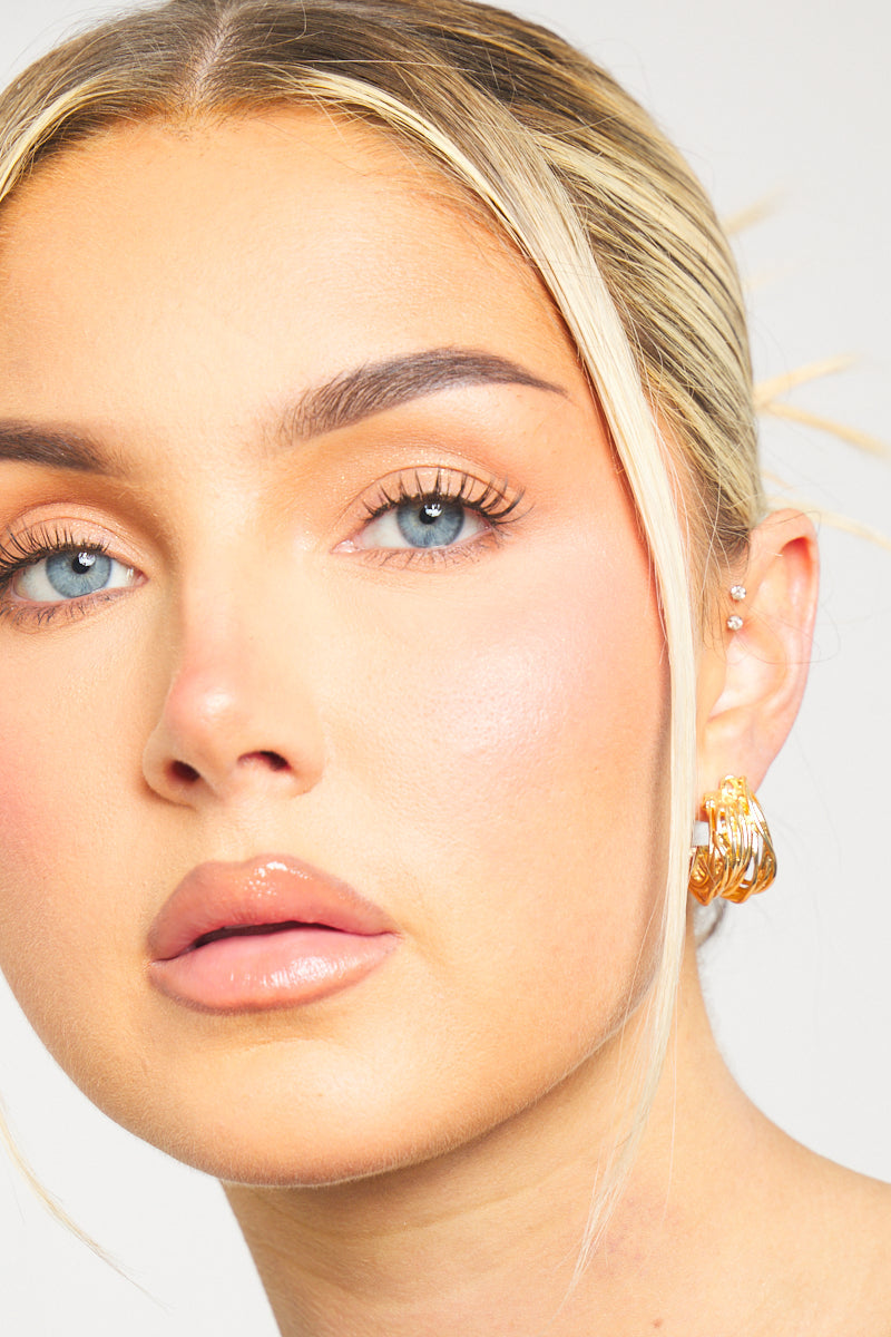 Spiral-Layered Hoop-Style Gold Earrings