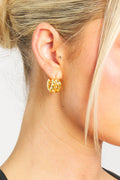 Hammered Detail Hoop-Style Gold Earrings